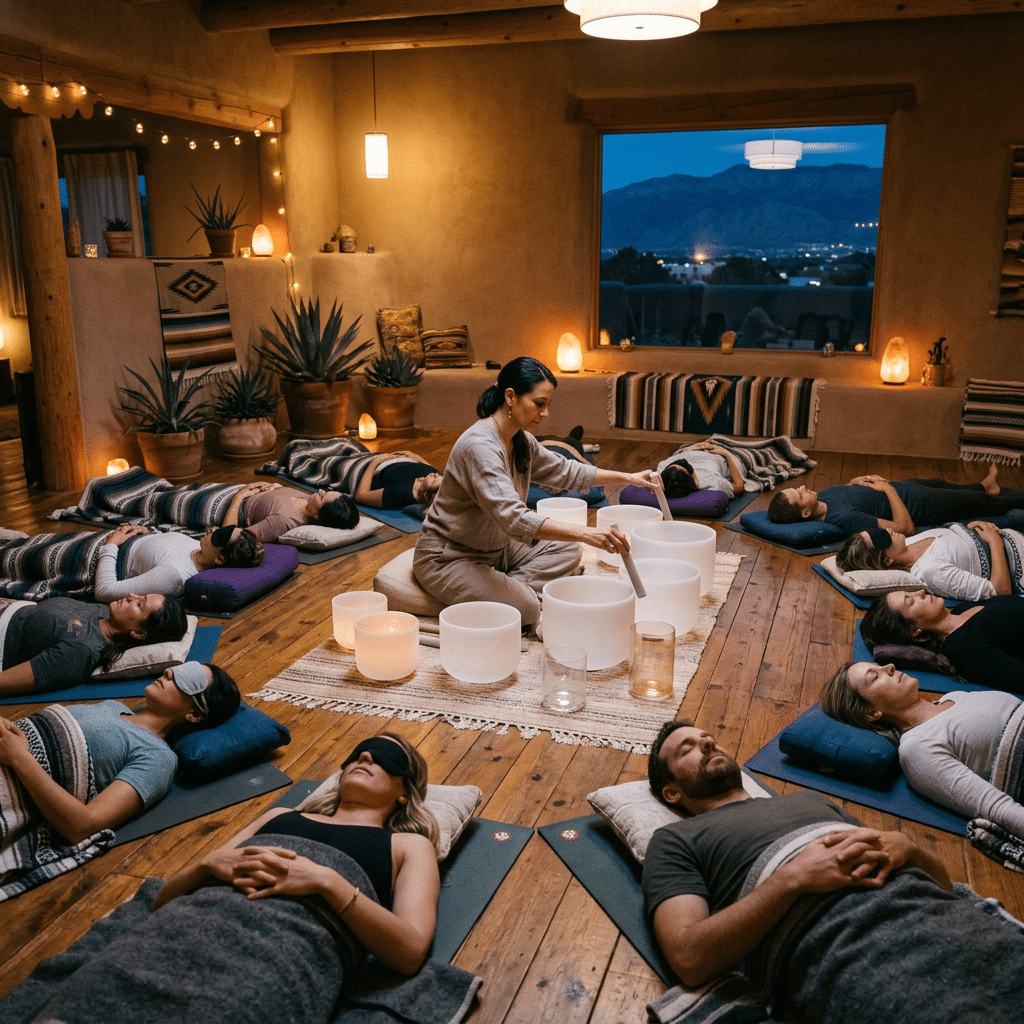 Crystal singing bowl sound bath wellness